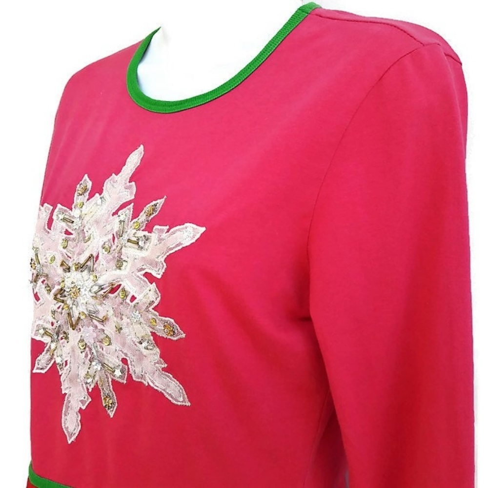 Michael Simon Vtg Pullover Top Snowflake Sequins … - image 4